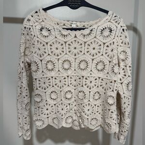 Ultra Pink Beige Crochet Blouse